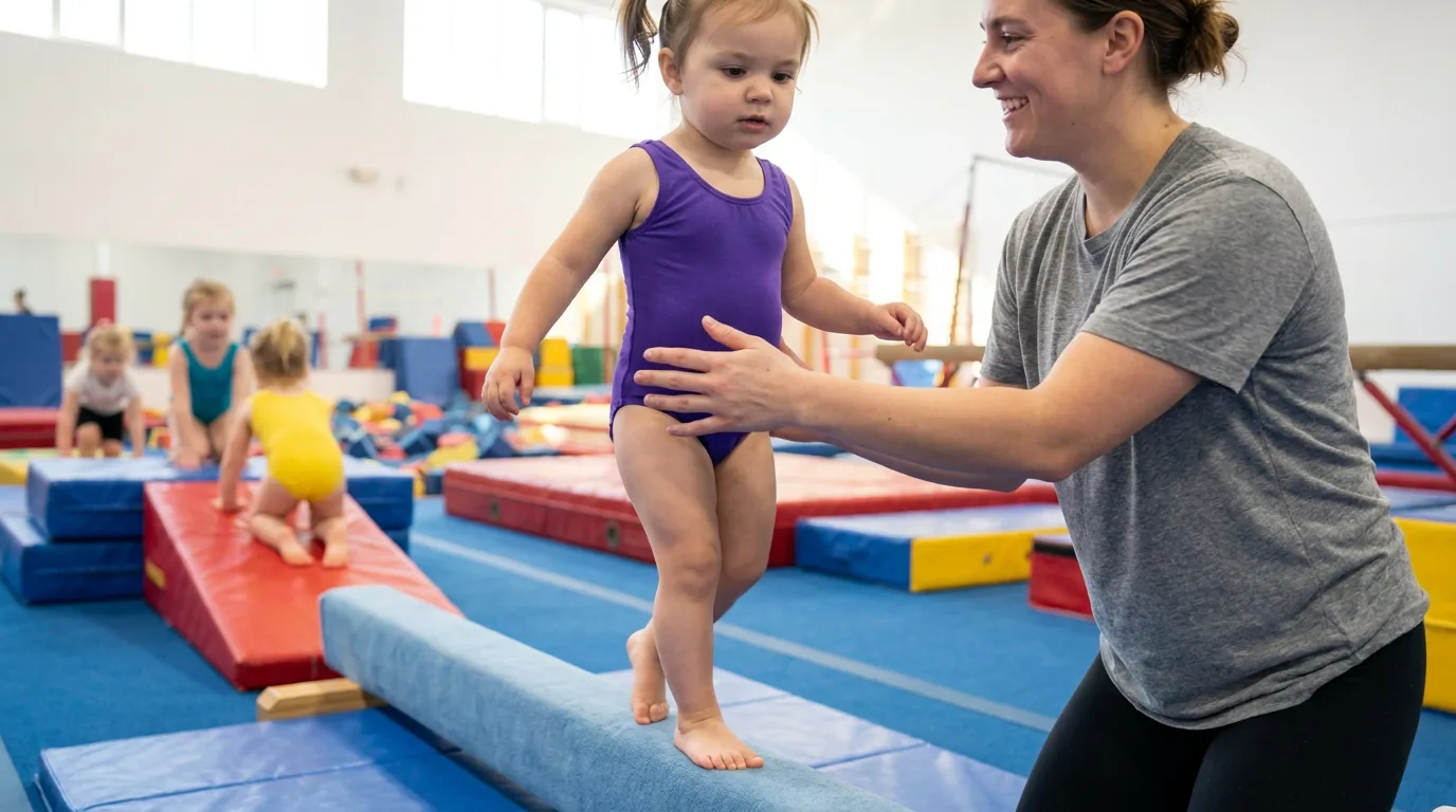 A parent-and-tot gymnastics class at Cal Elite