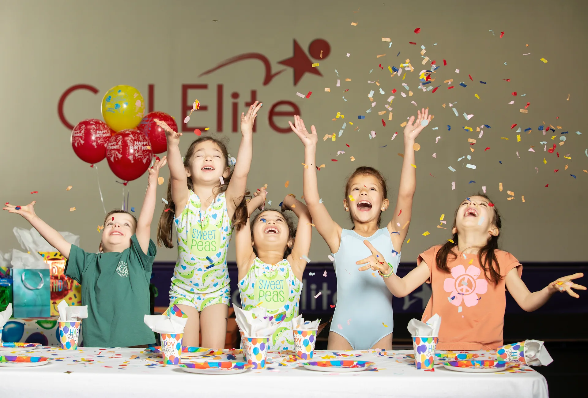 Children celebrating a birthday party at Cal Elite